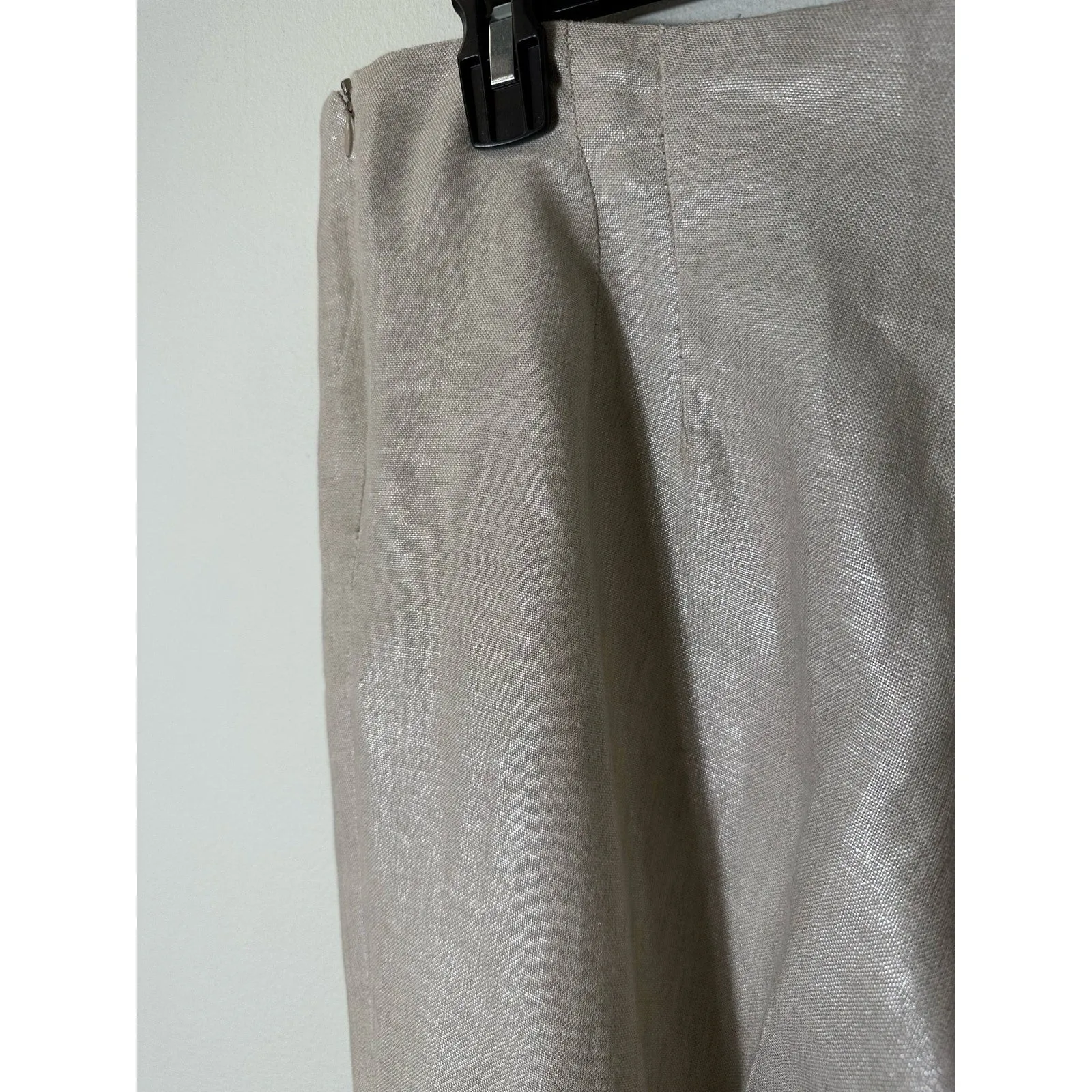 David Maison Gold Shimmery Linen Cropped Pants Sz 38" Waist