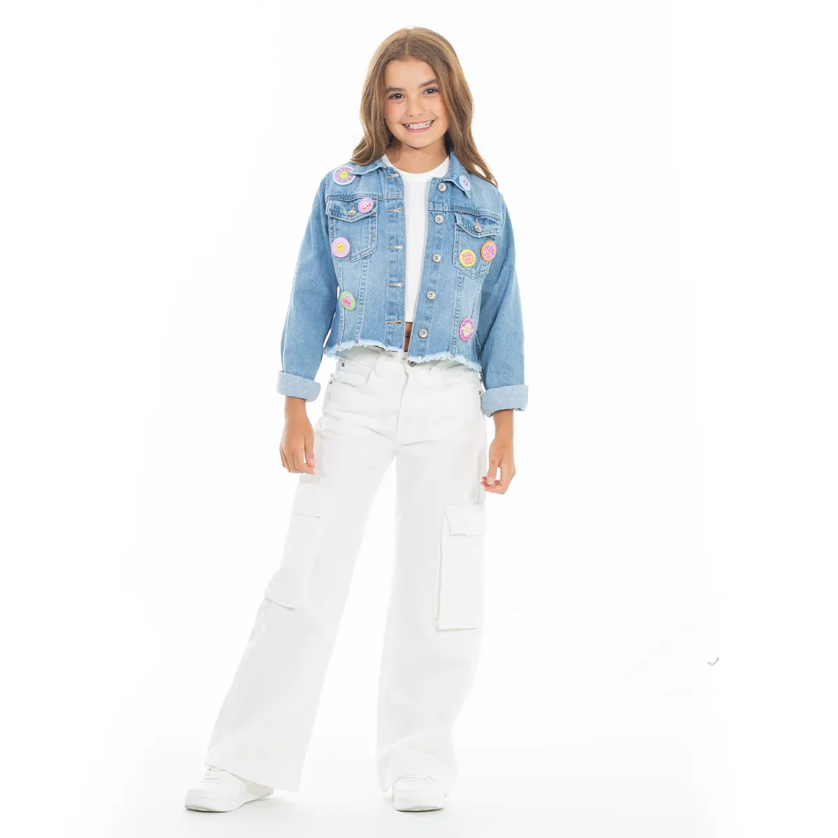 DENIM JACKET FOR GIRLS WITH PINS