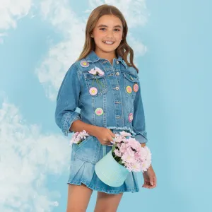 DENIM JACKET FOR GIRLS WITH PINS
