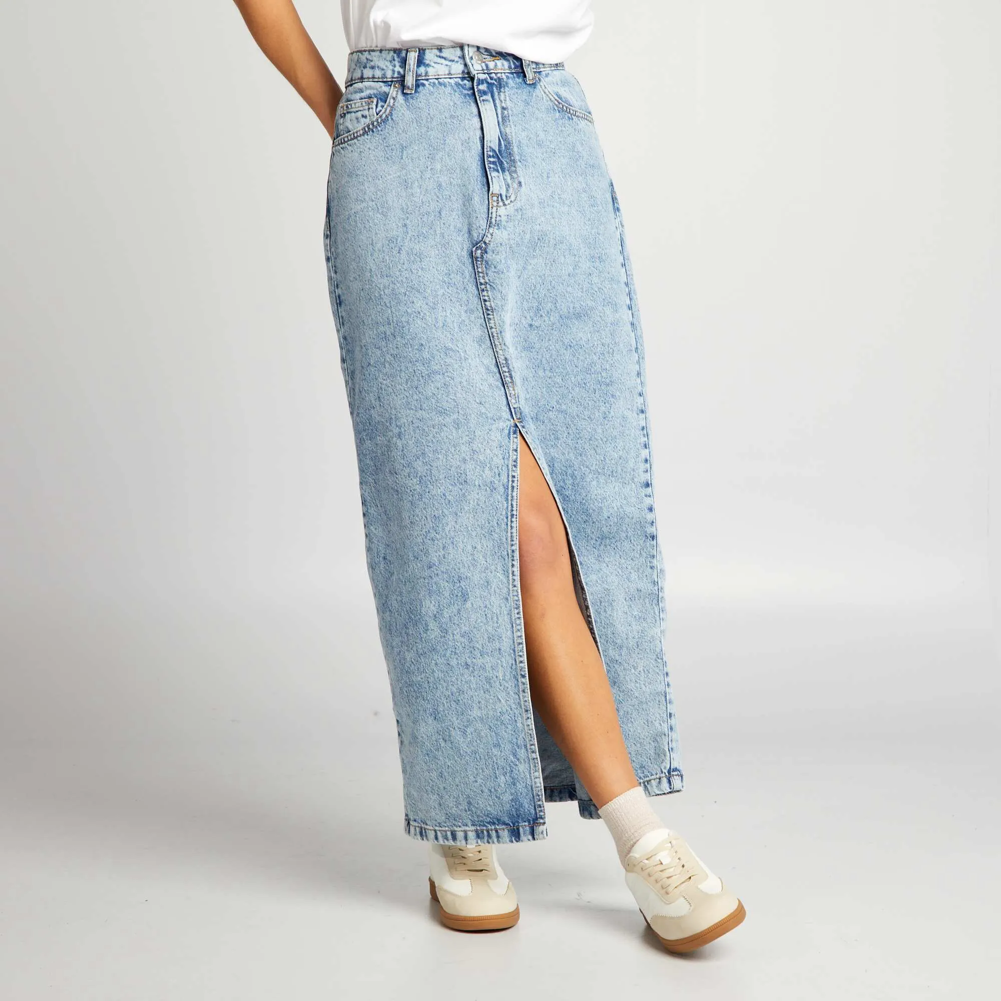 Denim midi skirt BLUE