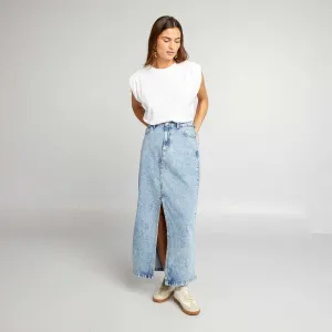 Denim midi skirt BLUE