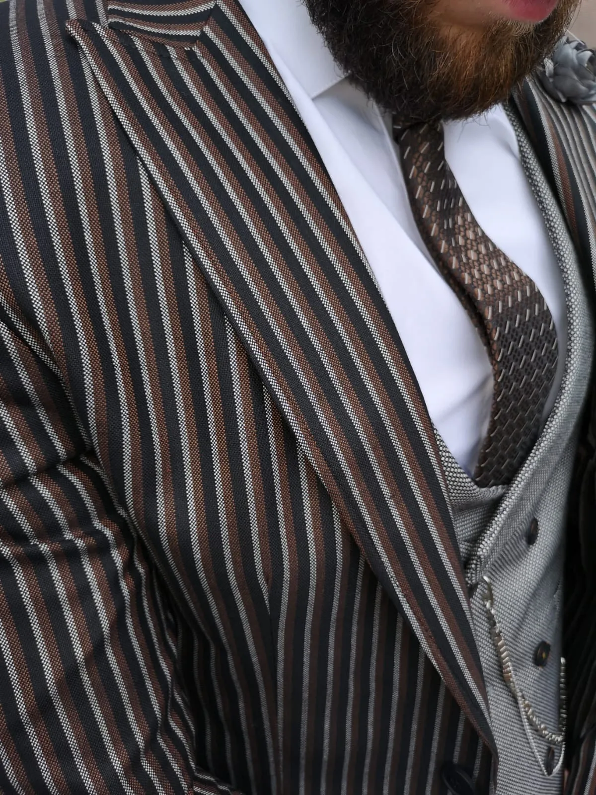 Denver - Black/Grey/Brown 3 Piece Suit