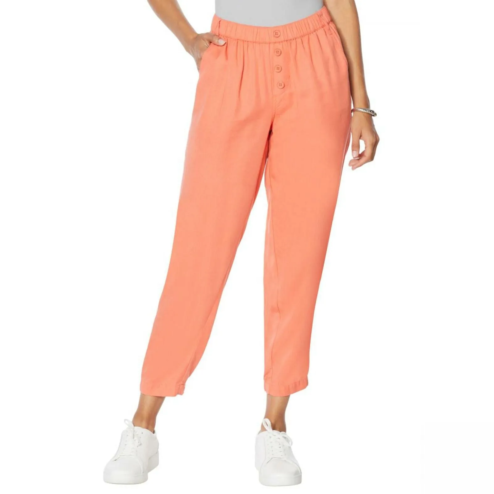DG2 by Diane Gilman Women's Elastic Waist Cropped Soft Pants