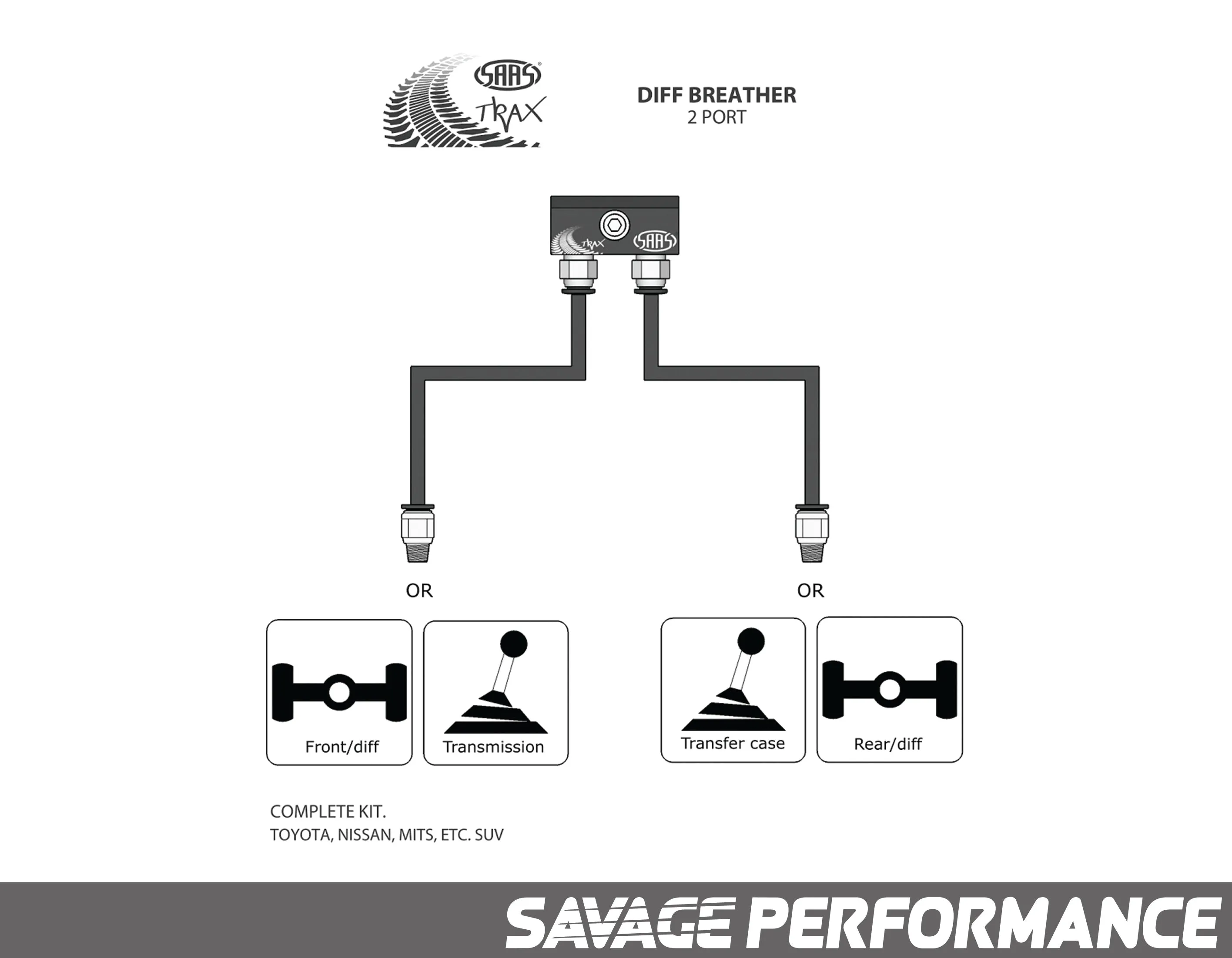 Diff Breather Kit - 2 Port suits MAZDA BT-50 UP UR 2011-