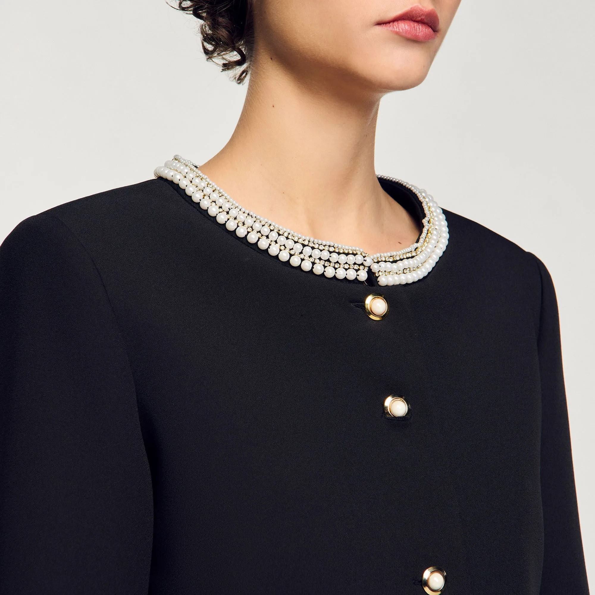 Domitille Jacket With Beaded Collar Black