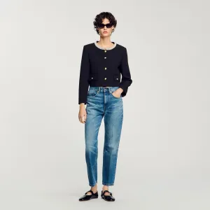 Domitille Jacket With Beaded Collar Black