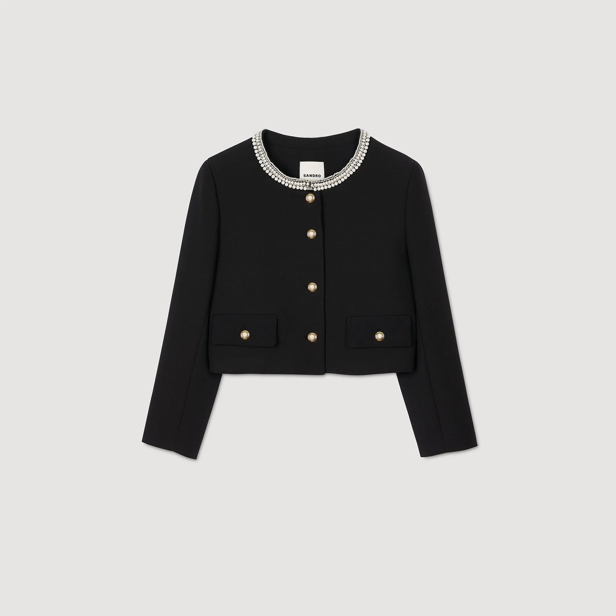 Domitille Jacket With Beaded Collar Black