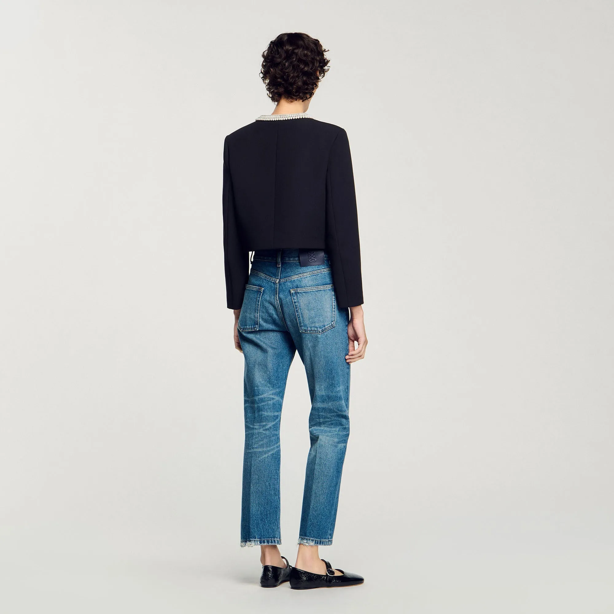 Domitille Jacket With Beaded Collar Black