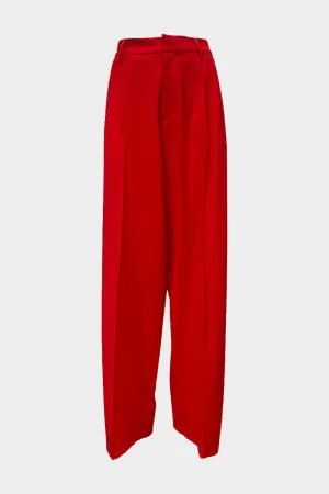 Double Twisted Light Wool Pants in Red