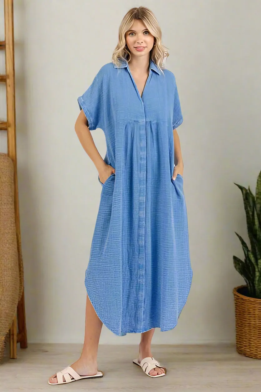 Dressed To Impress Denim Mineral Wash Shirt Dress