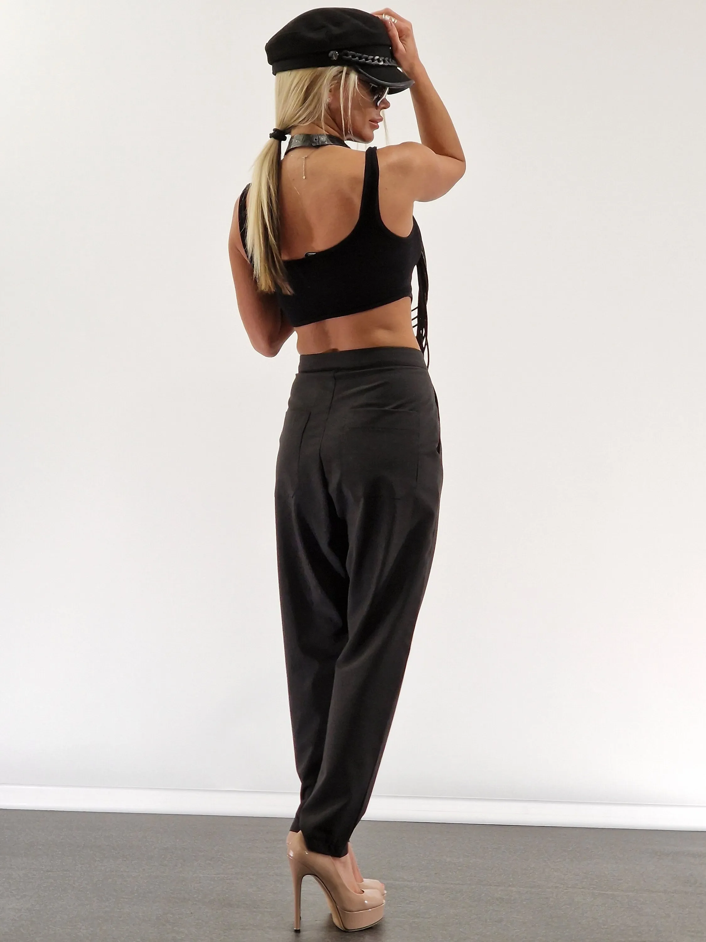 Drop Crotch Pants, Baggy Pants, Harem Pants, Trapped Pants, Extravagant Black Trousers, Avant-garde Pants, Gothic Pants, Striped Pants