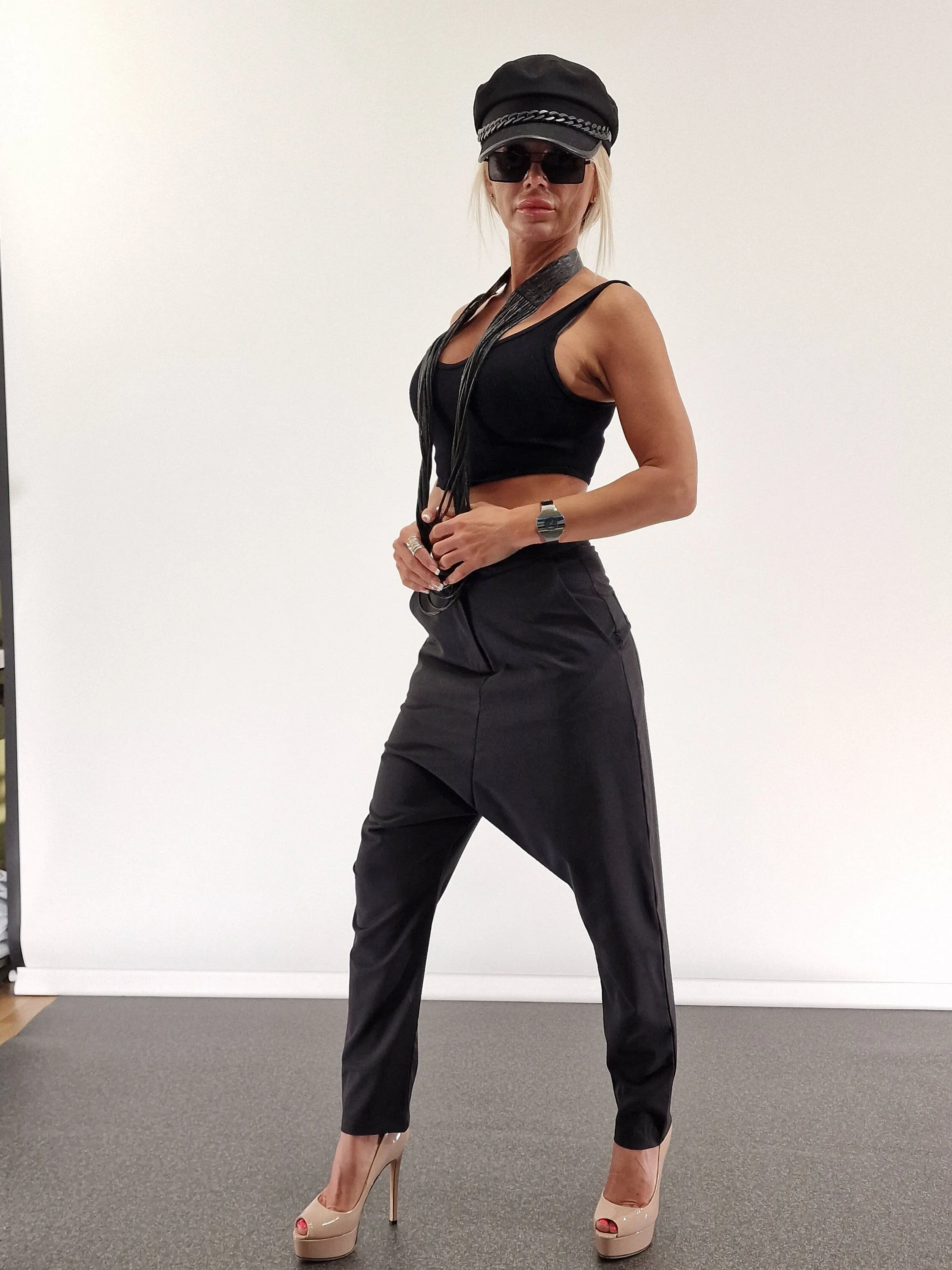 Drop Crotch Pants, Baggy Pants, Harem Pants, Trapped Pants, Extravagant Black Trousers, Avant-garde Pants, Gothic Pants, Striped Pants