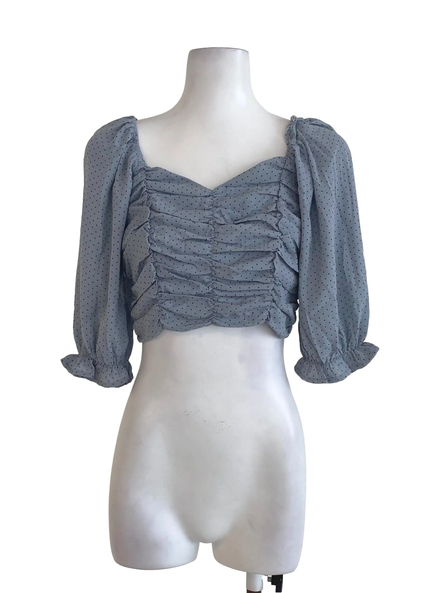 Dusty Blue Dot Crop Top