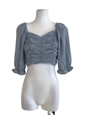 Dusty Blue Dot Crop Top