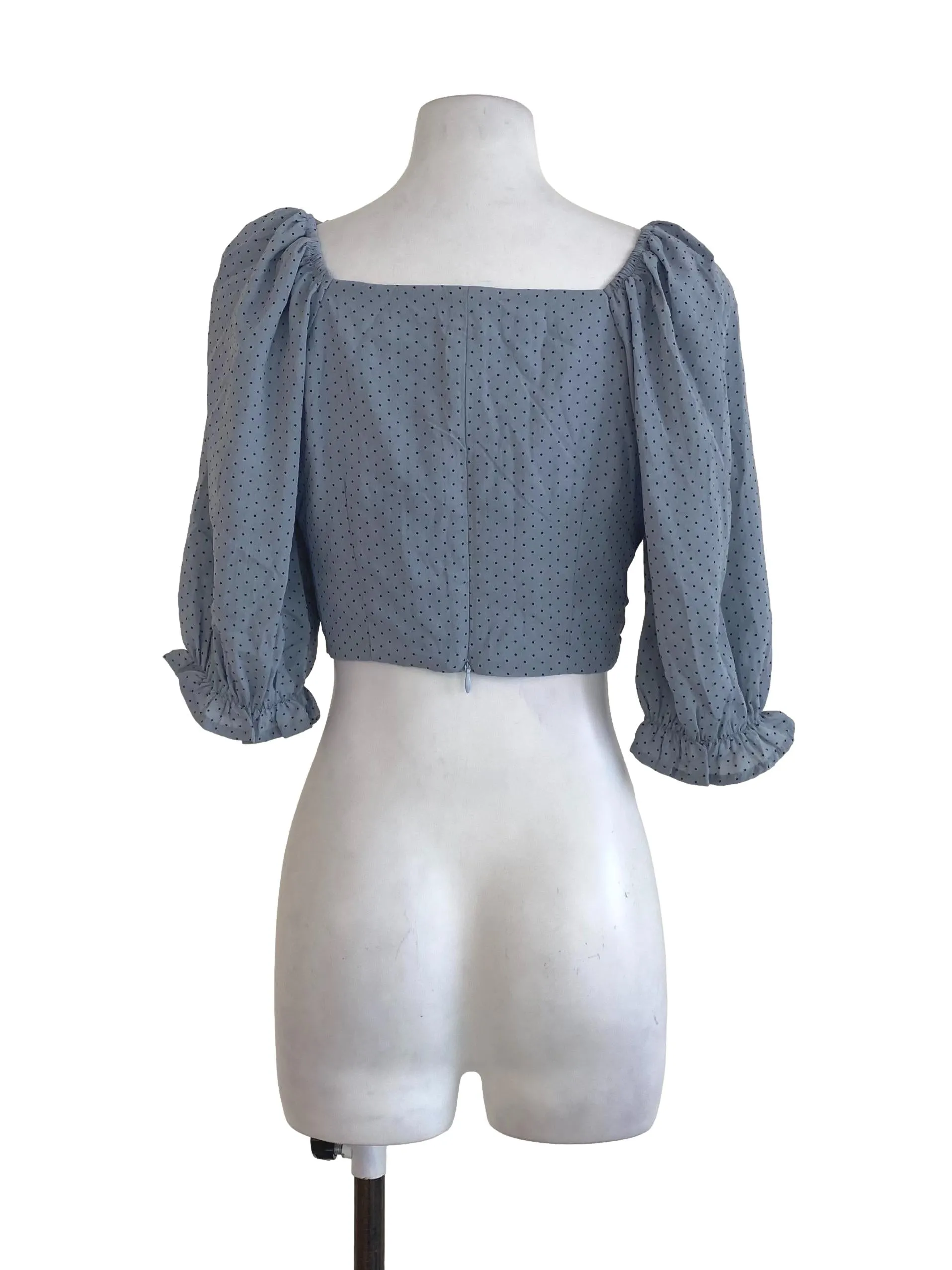 Dusty Blue Dot Crop Top