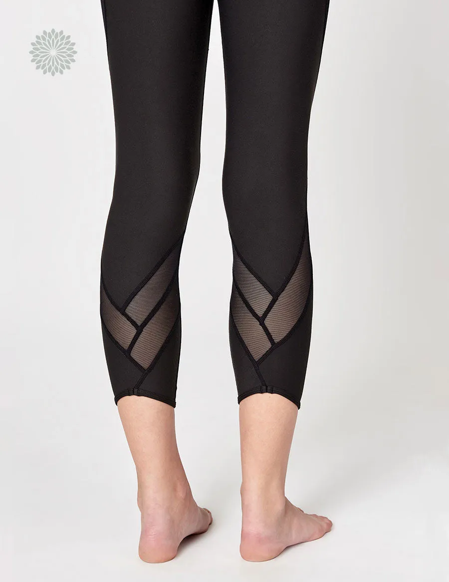 easyoga LA-VEDA Groovin' Mesh Cropped Tights - L1 Black