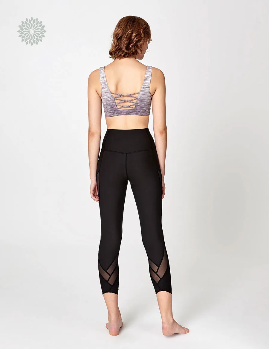 easyoga LA-VEDA Groovin' Mesh Cropped Tights - L1 Black