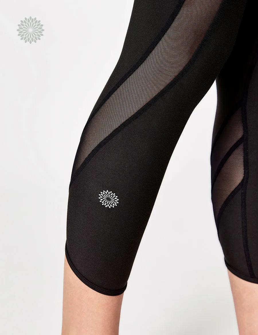easyoga LA-VEDA Groovin' Mesh Cropped Tights - L1 Black