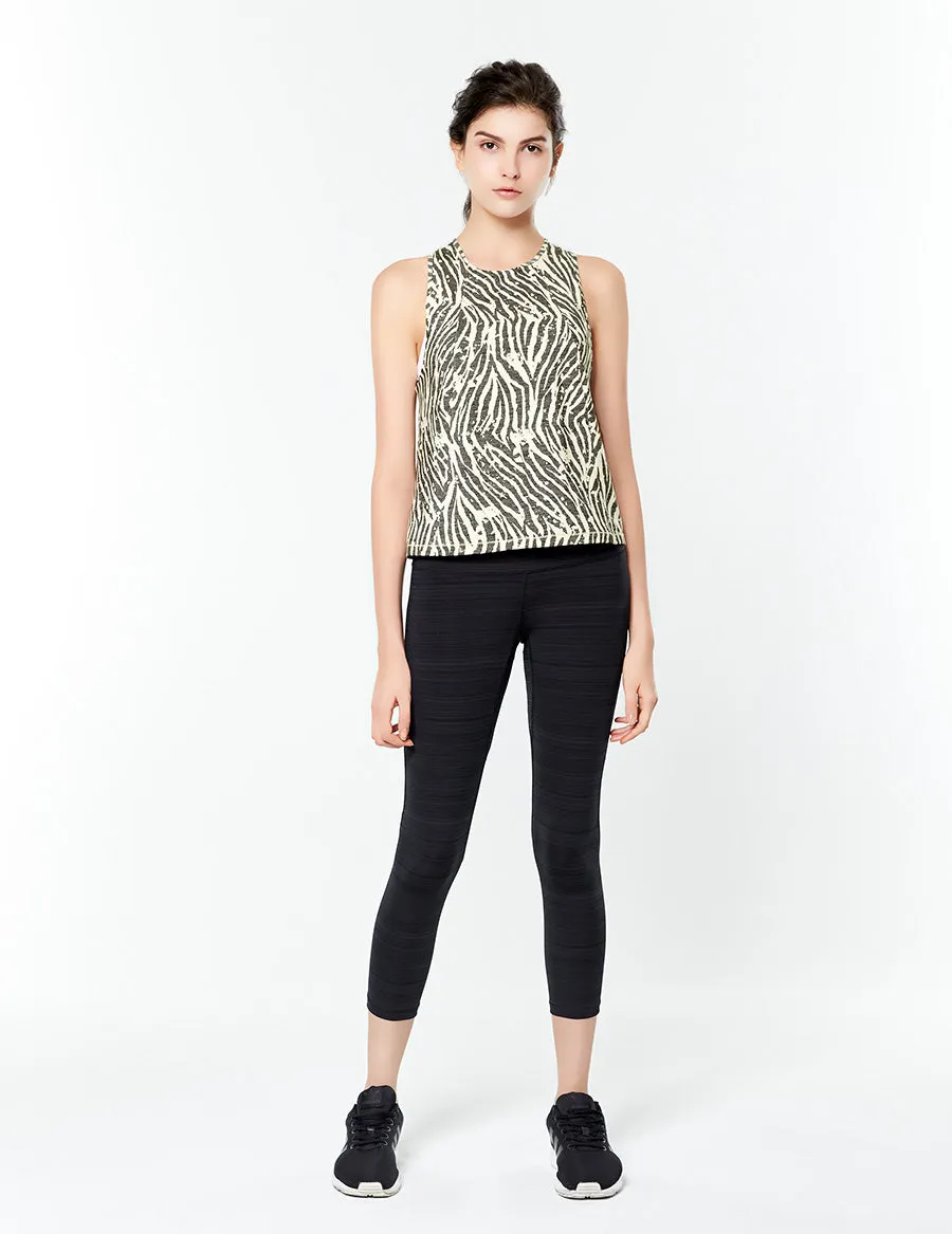 easyoga LESPIRO Move Up Cropped Tights1 - D50 Black Gray Stripe