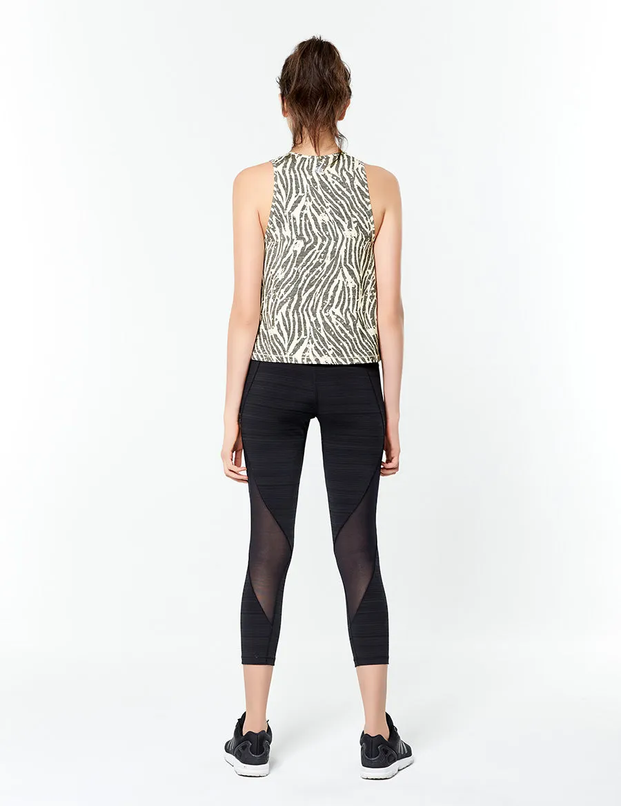 easyoga LESPIRO Move Up Cropped Tights1 - D50 Black Gray Stripe