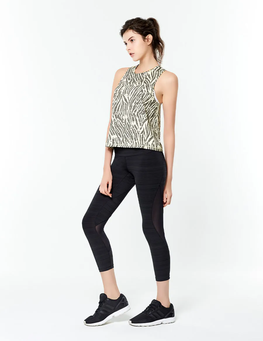 easyoga LESPIRO Move Up Cropped Tights1 - D50 Black Gray Stripe