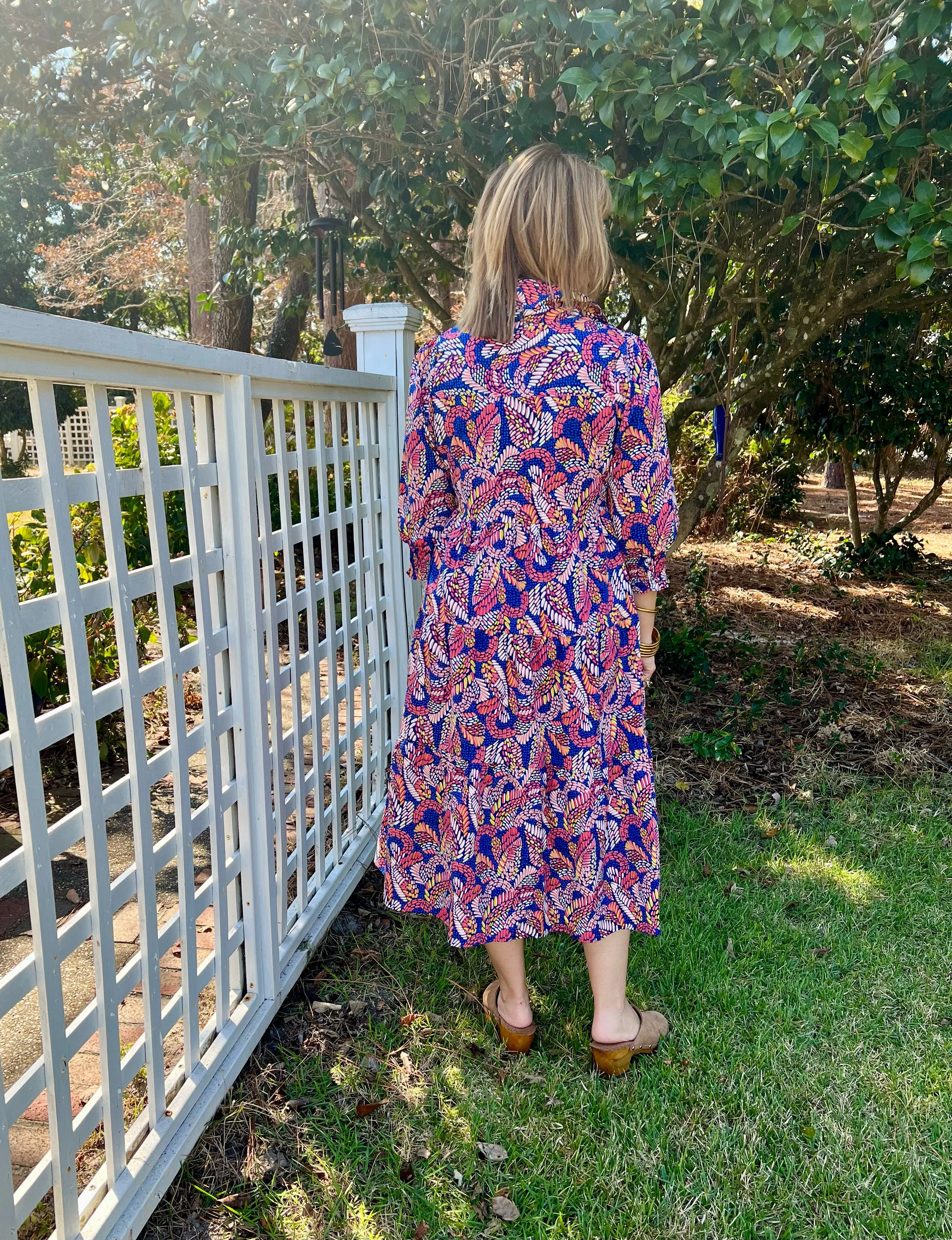 Eleanor Mosaic Print Midi in Blue