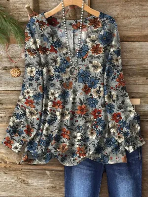 Elegant long-sleeved blouse with sophisticated V-neckline