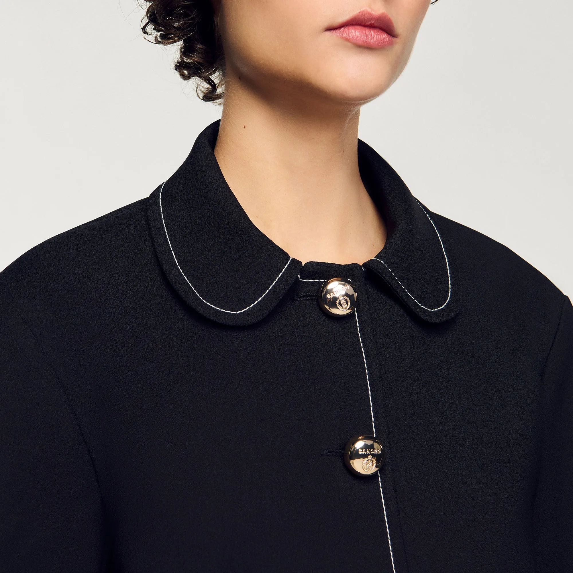 Elodie Peter Pan Collar Cropped Jacket Black
