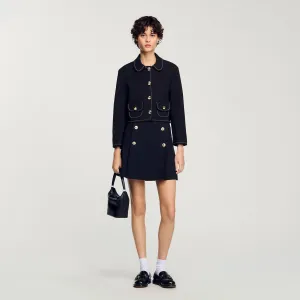 Elodie Peter Pan Collar Cropped Jacket Black