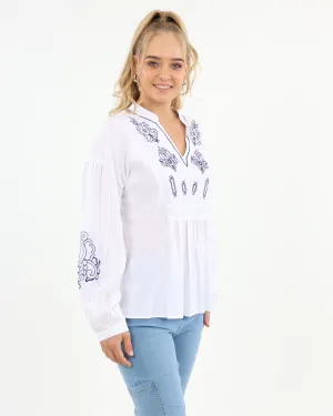Embroidered Long Sleeve Blouse