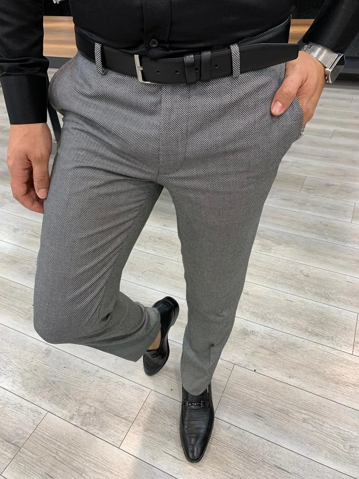 Eros Gray Slim Fit Wool Suit - Elegant Three-Piece Ensemble