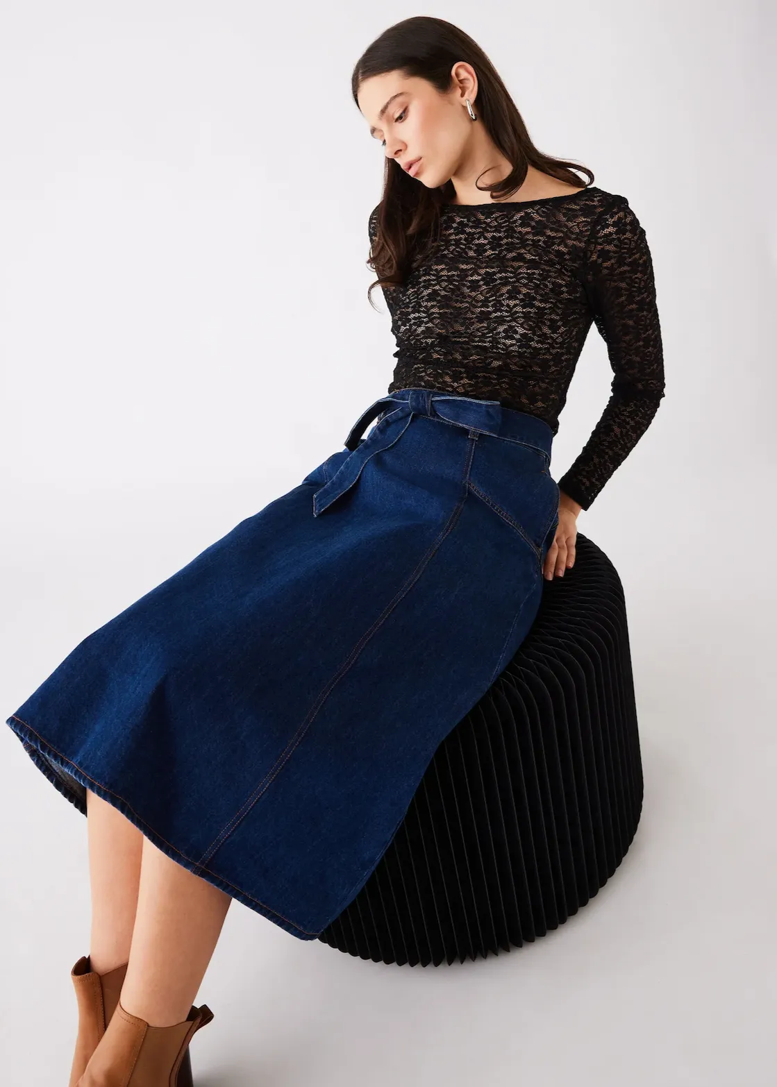 ESMAEE Roam Denim Skirt - Dark Blue Denim