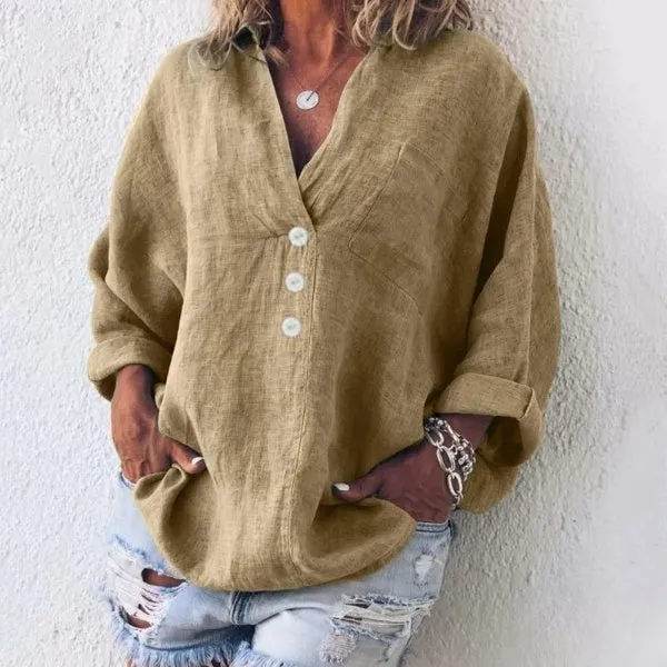 Evelyn - Long Sleeve Blouse With Pockets