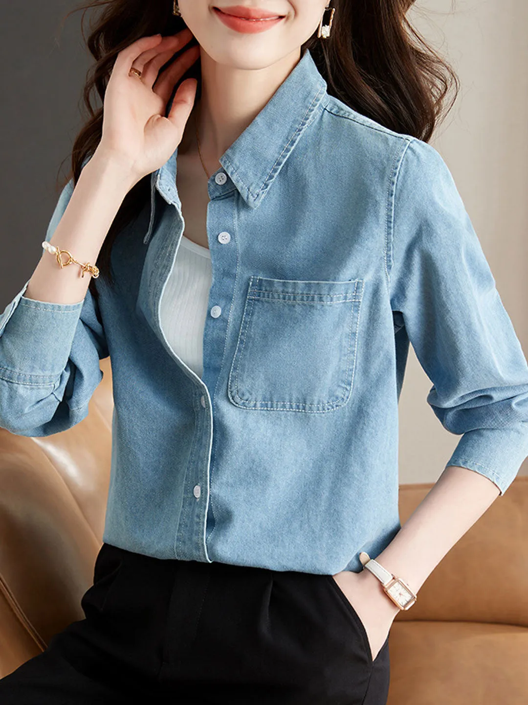 Fabianne Shirt | Casual Long Sleeve Denim Shirt