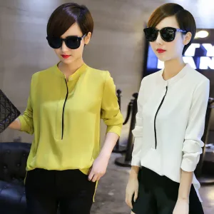 Fashion Casual Shirt women Top Plus Size Solid Women Blouses Shirts Chiffon Blouse 30