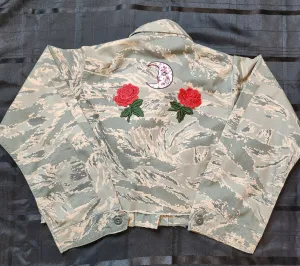 Female Forces Vintage Cropped Camo Custom Patched Jacket