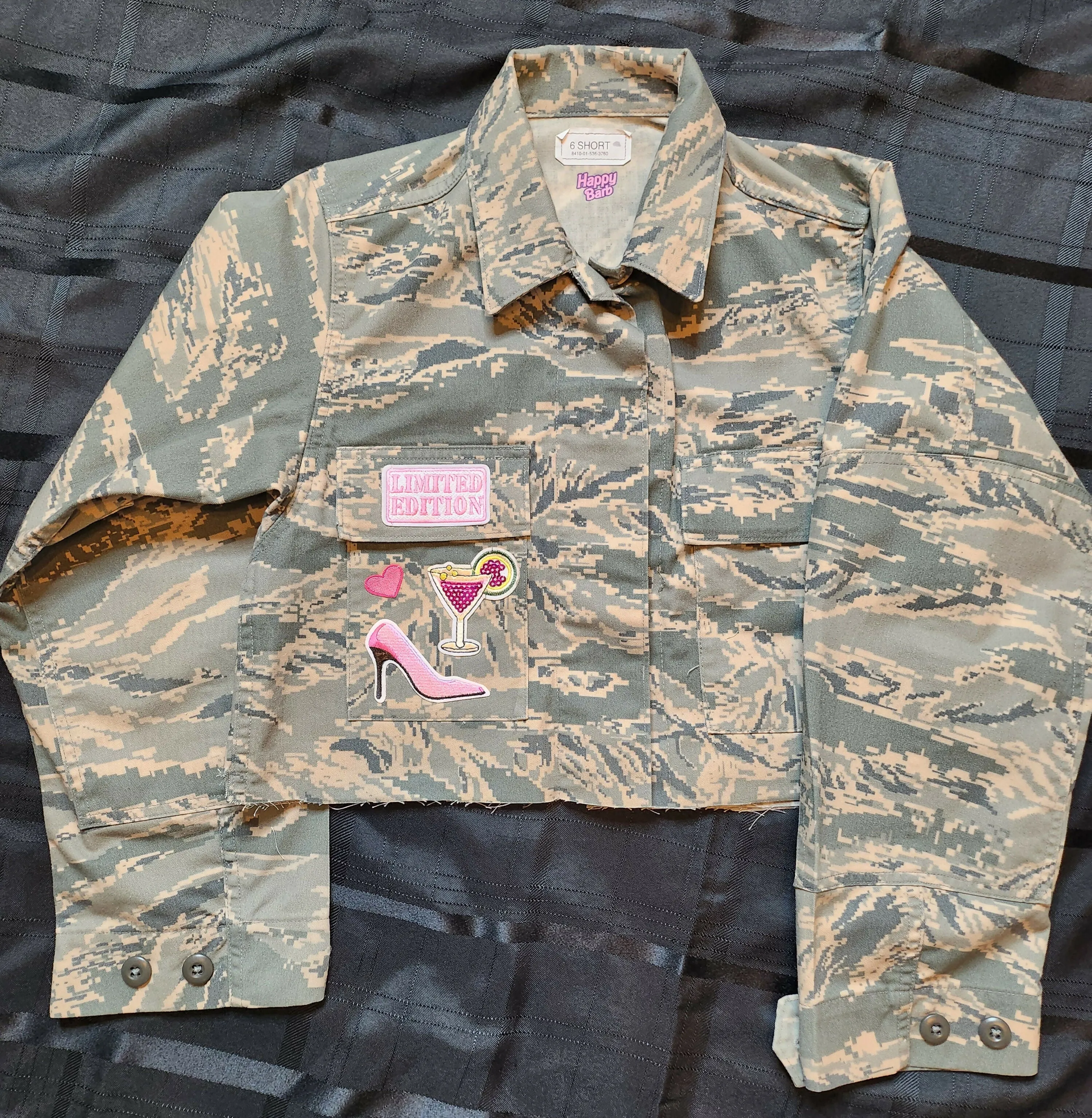 Female Forces Vintage Cropped Camo Custom Patched Jacket