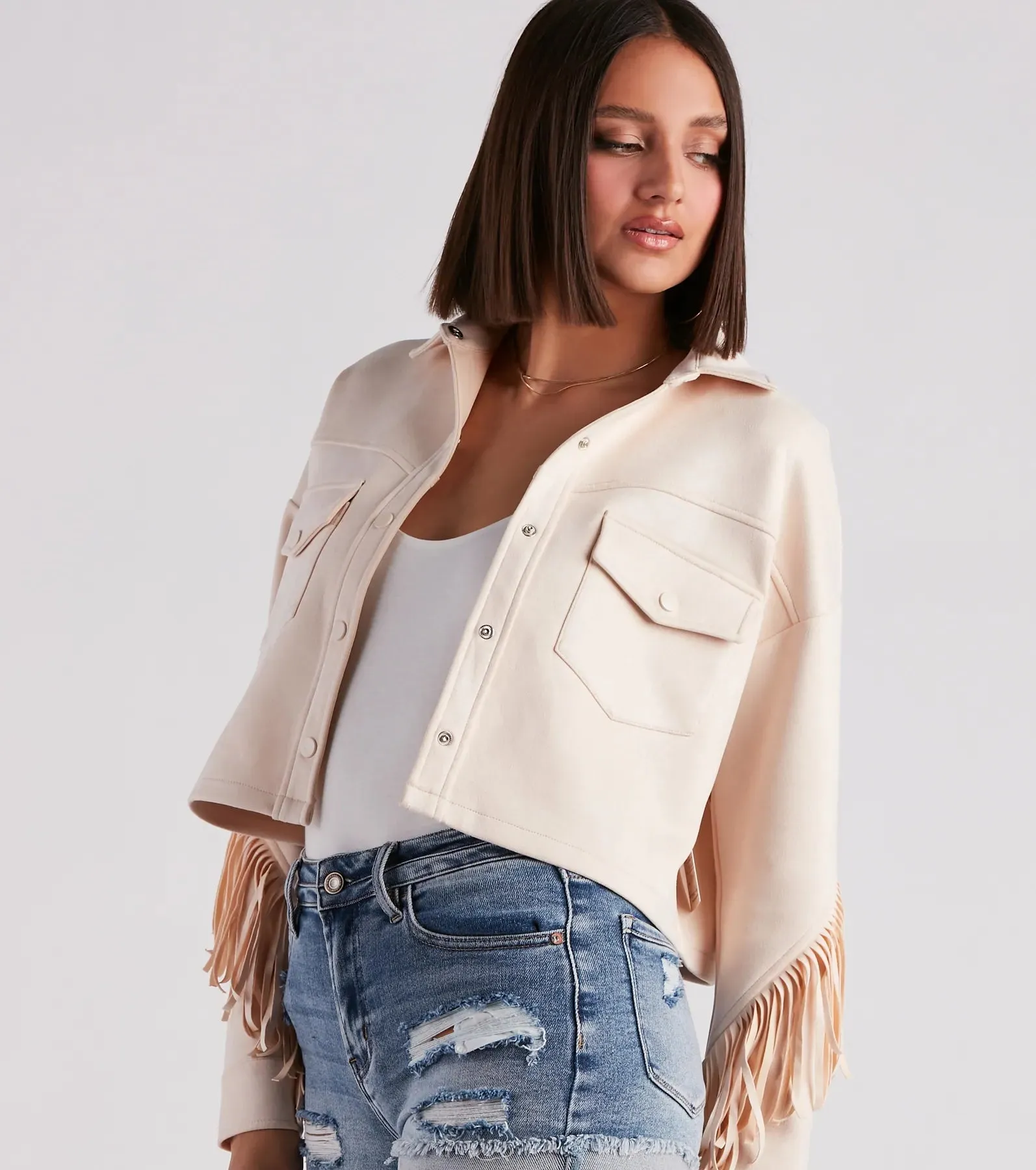 Festival 'Fit Fringe Cropped Shacket
