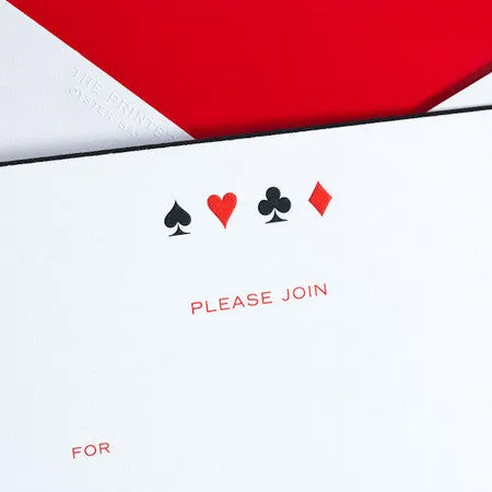 FILL-IN INVITATIONS - TP - PLAYING CARDS SUITS - ENGRAVED FILL-IN INVITATIONS SET OF 10