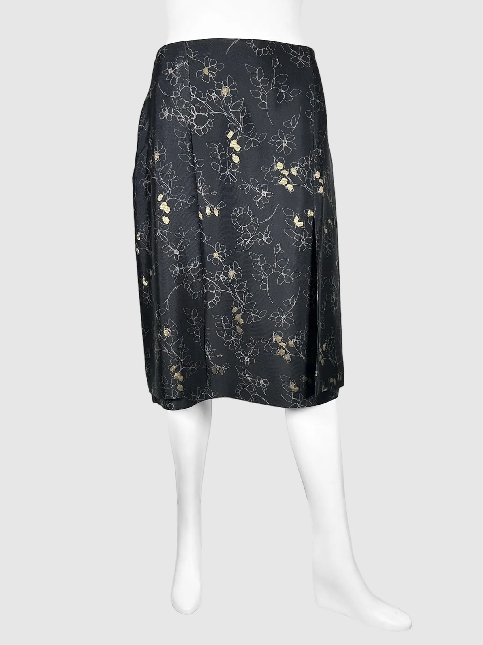 Floral Pleated Midi Skirt