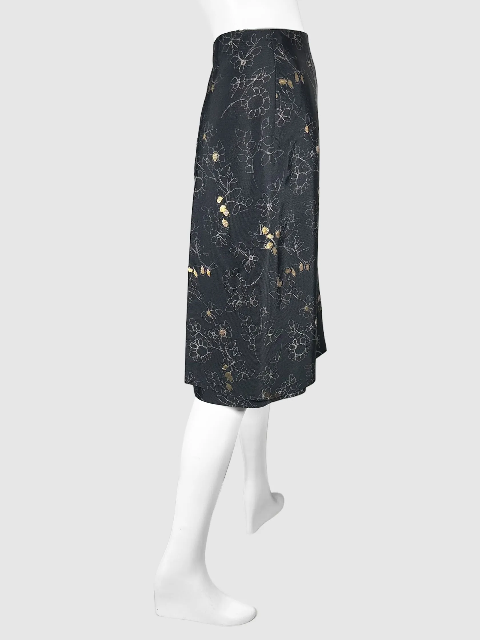 Floral Pleated Midi Skirt