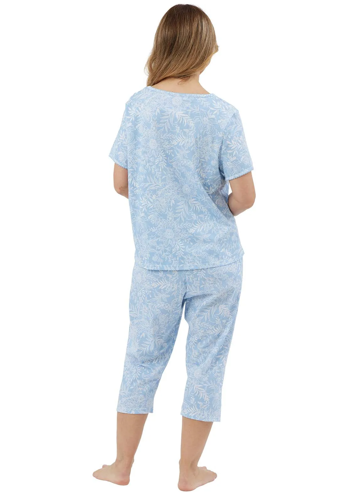 Floral Print Short Sleeve Pyjama - Blue