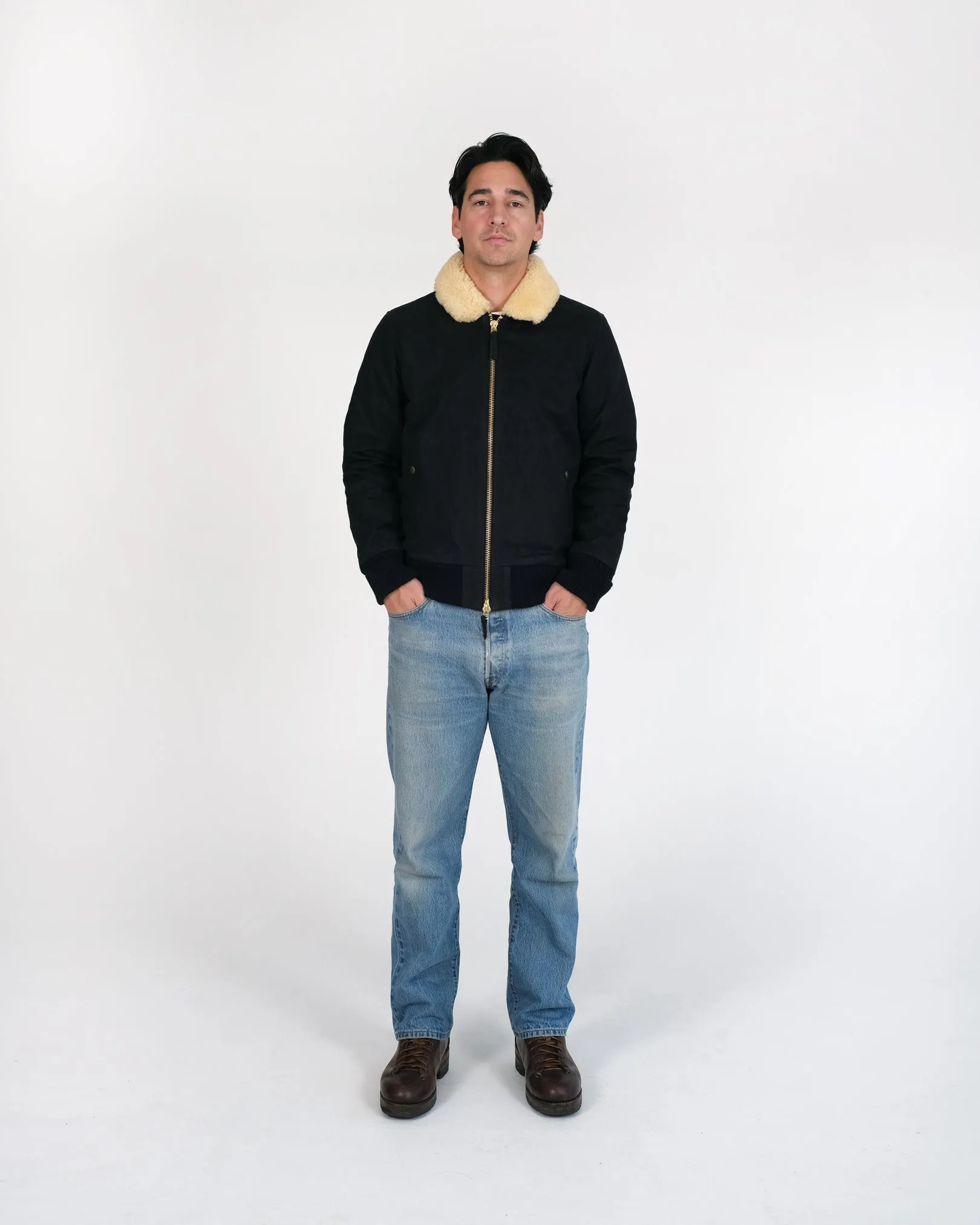 Flyer's Club Jacket - Waxed Canvas Black / Gold