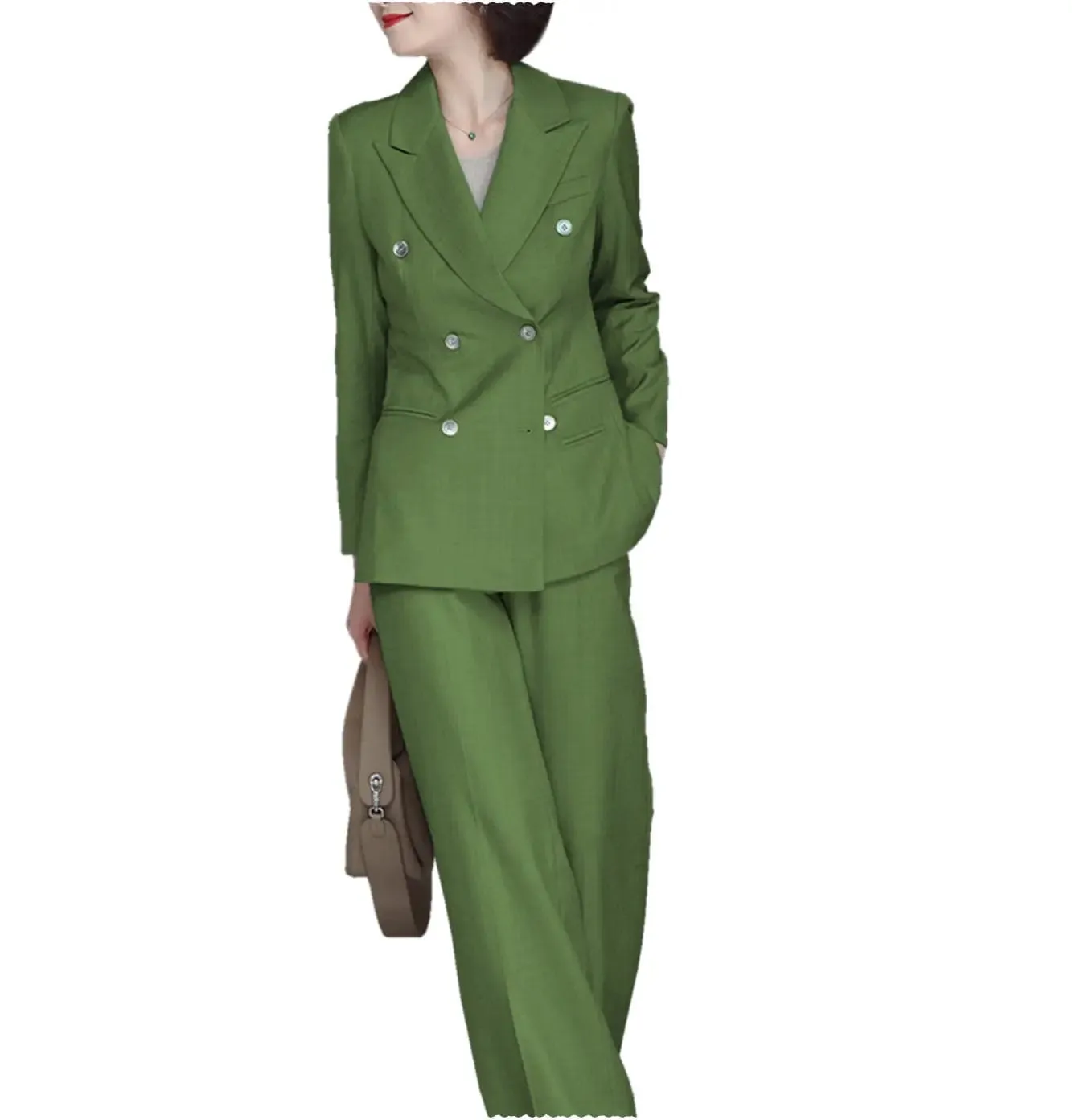 Formal Women Suit Peak Lapel Double Breasted 4 Buttons Blazer