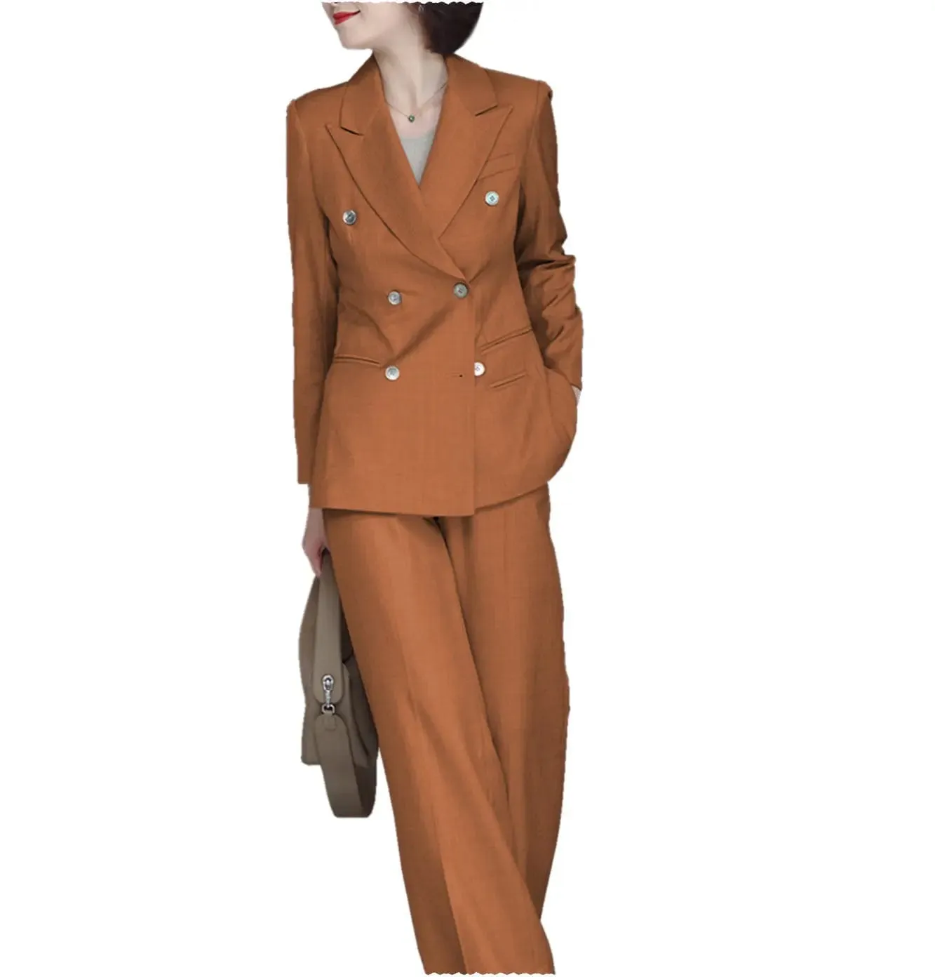 Formal Women Suit Peak Lapel Double Breasted 4 Buttons Blazer