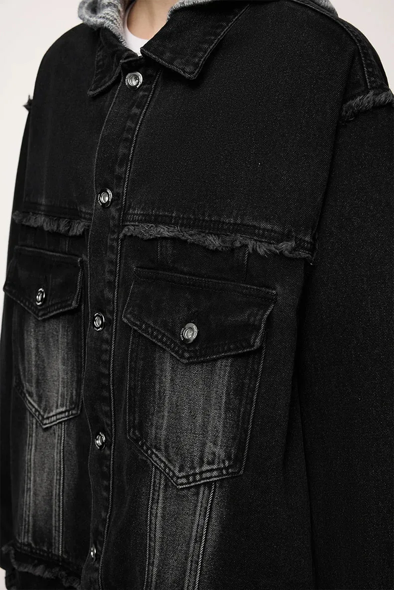 Frayed Bleached Denim Short  Jacket