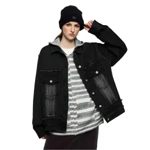 Frayed Bleached Denim Short  Jacket