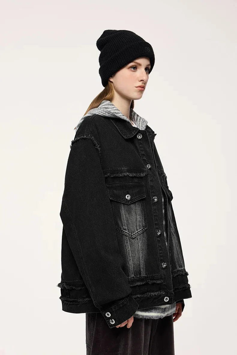 Frayed Bleached Denim Short  Jacket