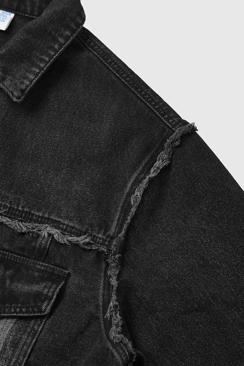 Frayed Bleached Denim Short  Jacket