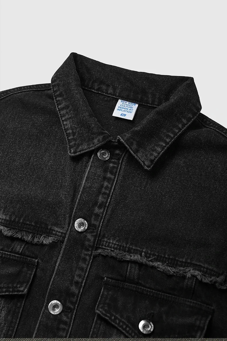 Frayed Bleached Denim Short  Jacket